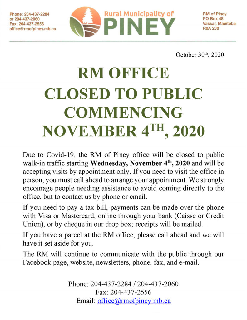 Notice Office Closed to Public