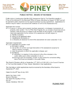 Board of Revision Notice 2021