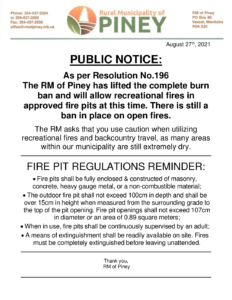 Fire Ban Changes August 27th