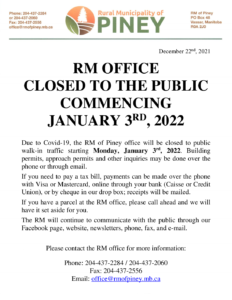 Office Closed January 3, 2022 due to Covid