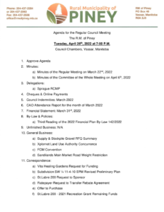 Agenda for Regular Meeting 2022-04-26