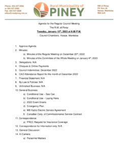 Agenda for Regular Meeting 2023-01-10