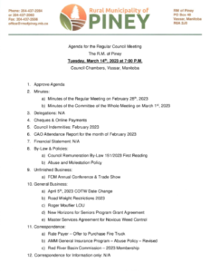 Agenda for Regular Meeting 2023-03-14