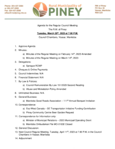 Agenda for Regular Meeting 2023-03-28