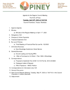 Agenda for Regular Meeting 2023-04-25