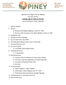 Agenda for Regular Meeting 2023-05-09