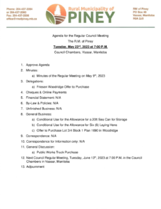 Agenda for Regular Meeting 2023-05-23
