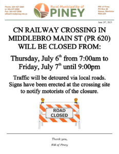 CN Middlebro Crossing Closure Notice