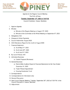 Agenda for Regular Meeting 2023-09-12