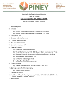Agenda for Regular Meeting 2023-09-26