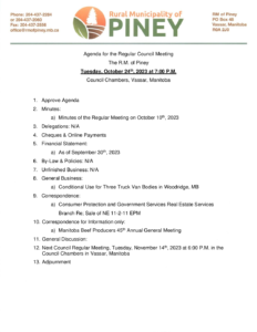 Agenda for Regular Meeting 2023-10-24