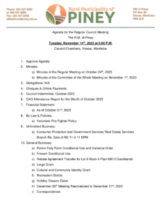 Agenda for Regular Meeting 2023-11-14