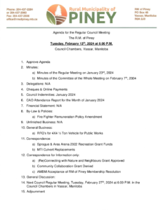 Agenda for Regular Meeting 2024-02-13