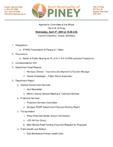 Agenda for Committee of the Whole 2023-04-03