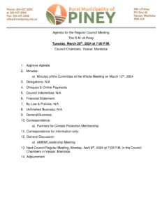 Agenda for Regular Meeting 2024-03-26