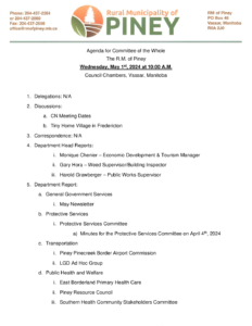 Agenda for Committee of the Whole 2023-05-01