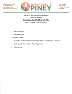 Agenda for Special Meeting of 2024-05-01