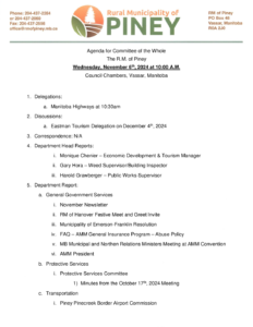 Agenda for Committee of the Whole 2024-11-06