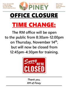 Office Training Closure Time Change