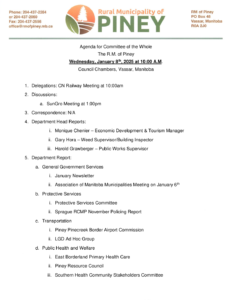 Agenda for Committee of the Whole 2025-01-08