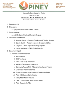 Agenda for Committee of the Whole 2025-05-07