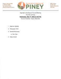 Agenda for Special Meeting of 2025-05-07