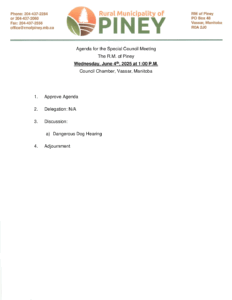 Agenda for Special Meeting of June 4, 2025