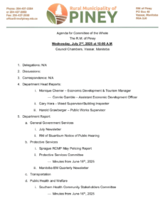 Agenda for Committee of the Whole 2025-07-02