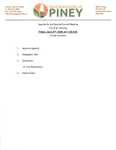 Agenda for Special Meeting of June 27, 2025