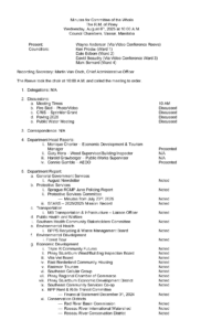 Minutes for Committee of the Whole 2025-08-06