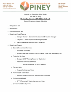 Agenda for Committee of the Whole 2025-11-05