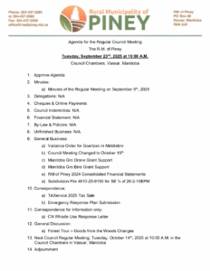 Agenda for Regular Meeting 2025-09-23