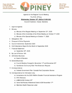 Agenda for Regular Meeting 2025-10-15