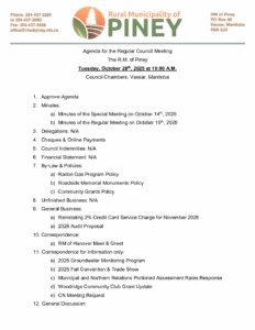 Agenda for Regular Meeting 2025-10-28 Agenda for Regular Meeting 2025-10-28