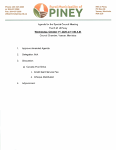 Agenda for Special Meeting 2025-10-01