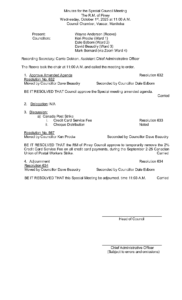 Minutes for Special Meeting of 2025-10-01