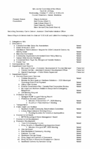 minutes for Committee of the Whole 2025-10-01