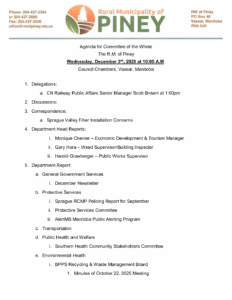 Agenda for Committee of the Whole 2025-12-03