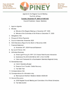 Agenda for Regular Meeting 2025-12-09