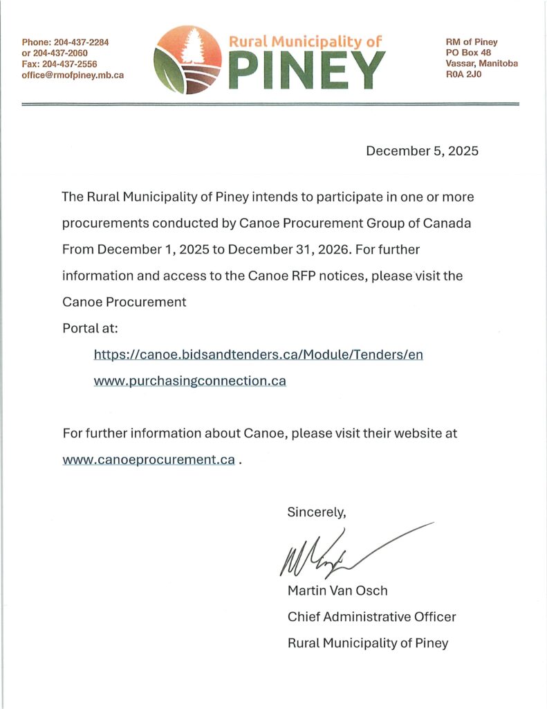 Canoe Procurement Group Public Notice