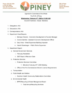 Agenda for Committee of the Whole 2026-02-04