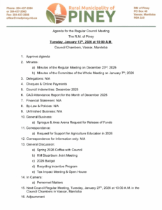 Agenda for Regular Meeting 2026-01-13