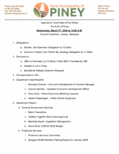 Agenda for Committee of the Whole 2026-03-04