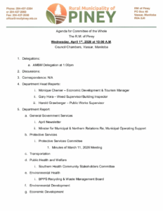 Agenda for Committee of the Whole 2026-04-01