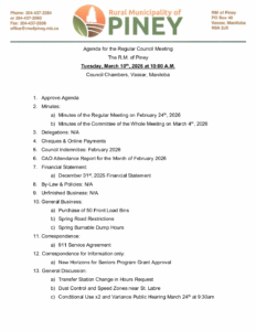 Agenda for Regular Meeting 2026-03-10
