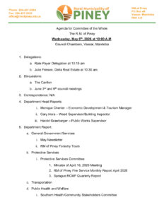 Agenda for Committee of the Whole 2026-05-06