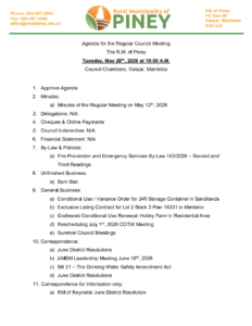 Agenda for Regular Meeting 2026-05-26