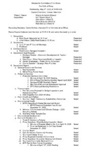 Minutes for the Committee of the Whole 2026-05-06