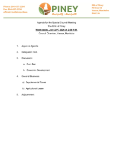 Agenda for the Special Meeting of July 22, 2026