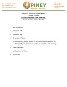 Agenda for the Special Meeting of August 18, 2026